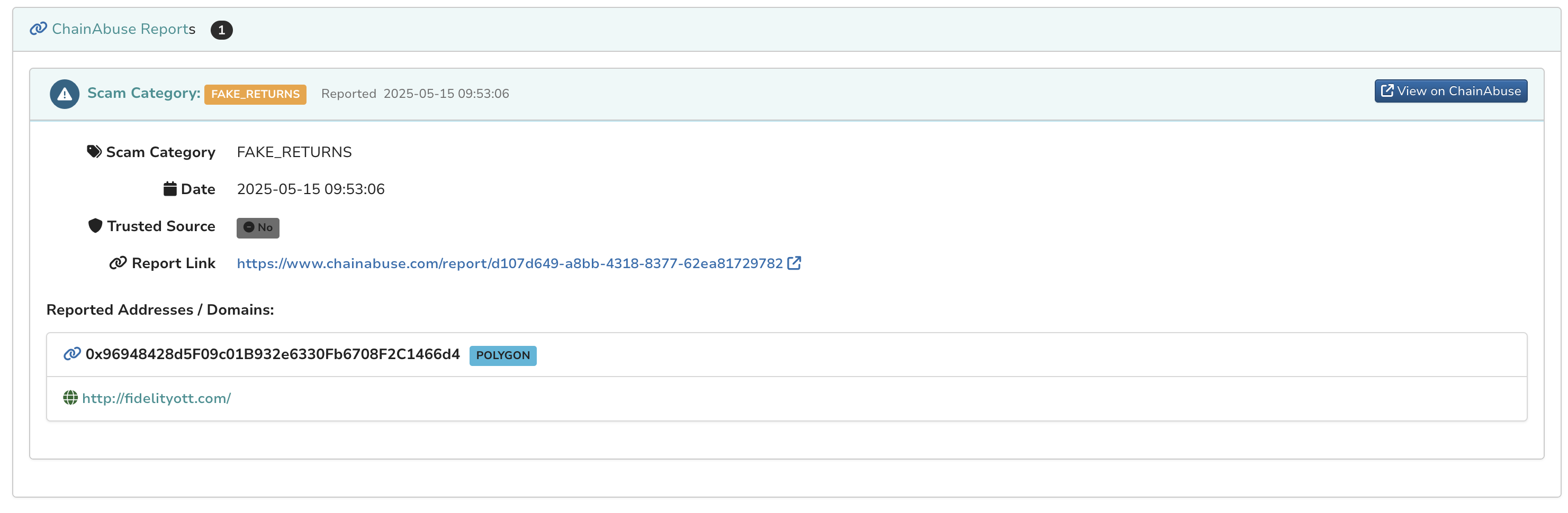 ChainAbuse: long report