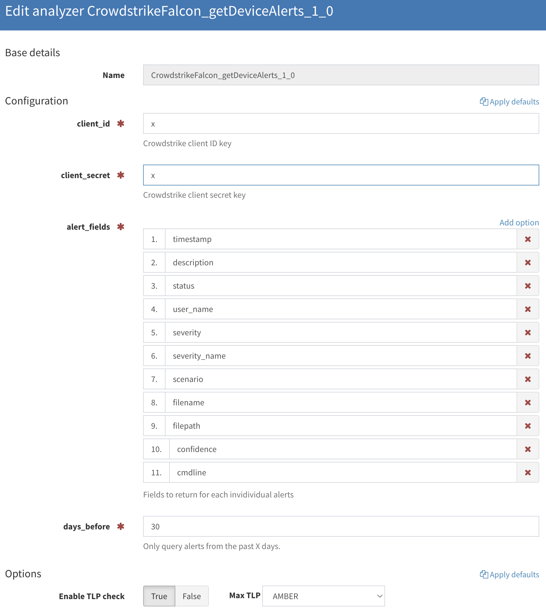 Configuration - getDeviceAlerts Analyzer