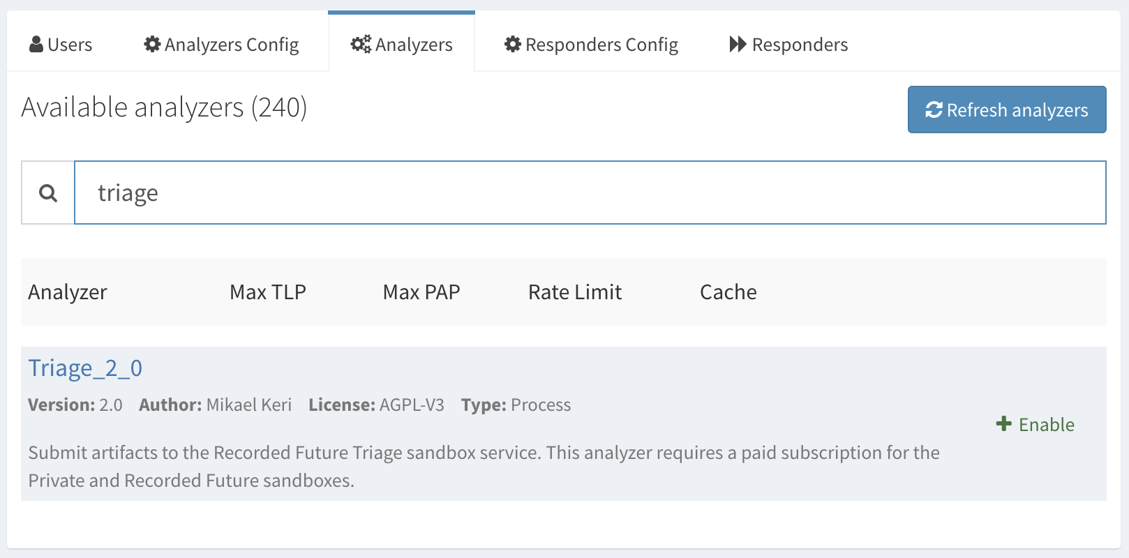 enable analyzer