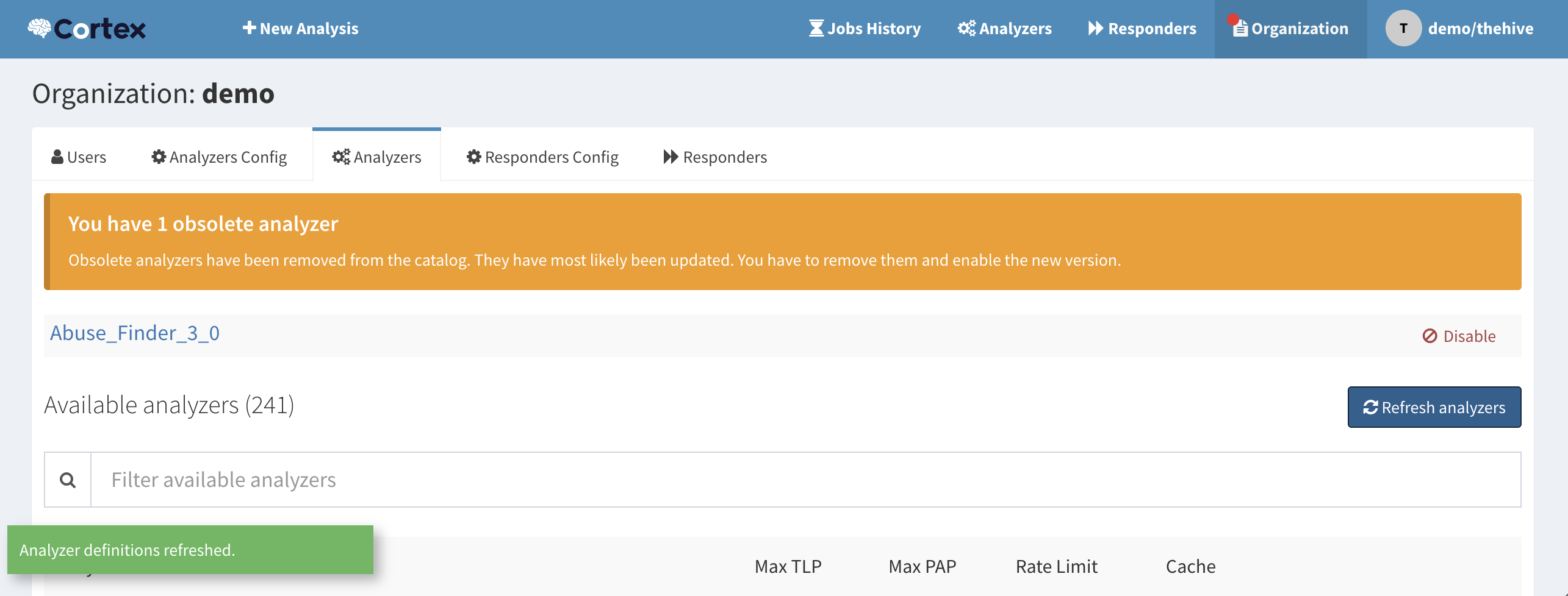 obsolete analyzer refresh