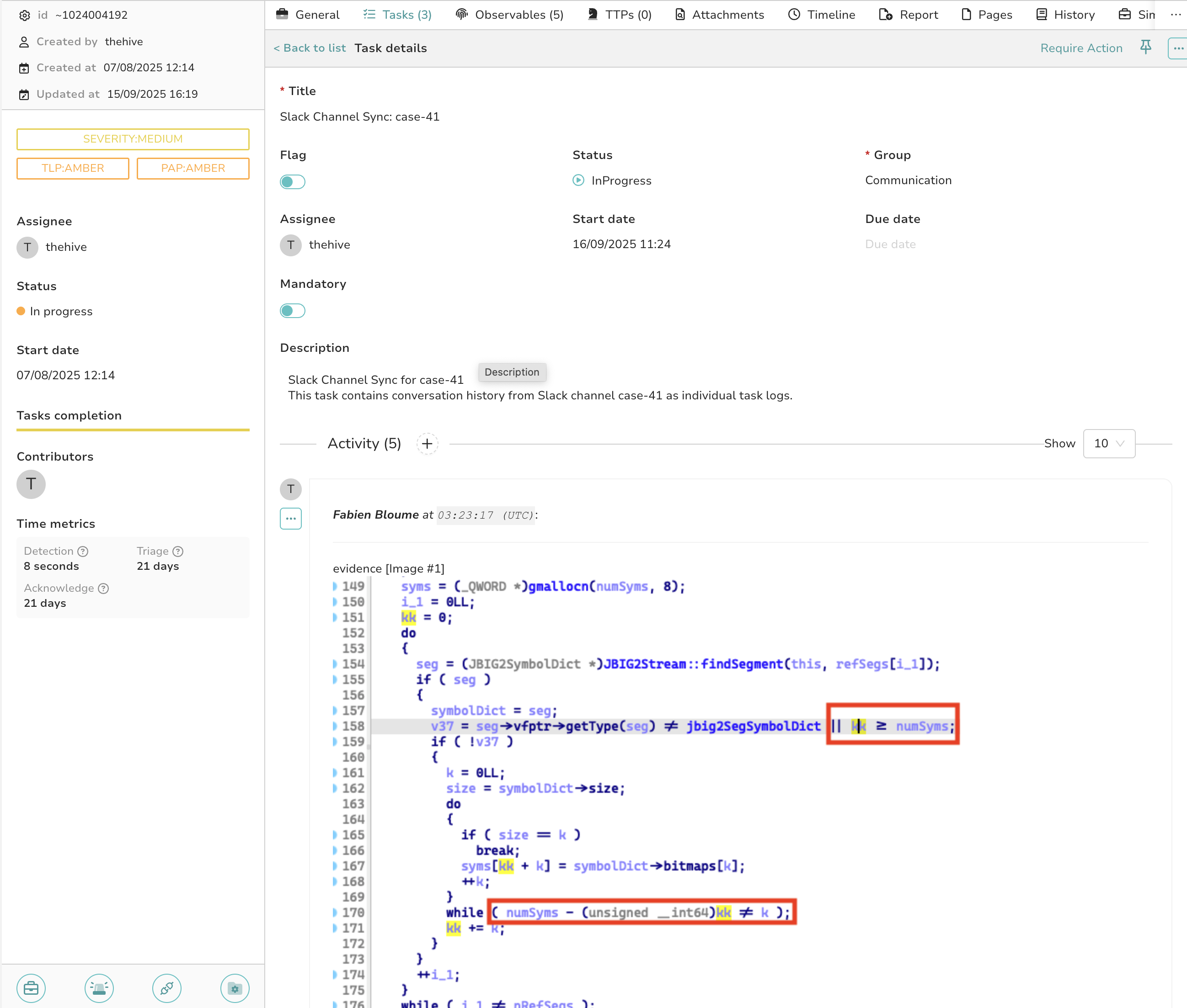 TheHive Slack Sync 1